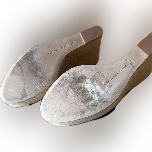 Veronica Beard Suede Cork Wedge Heel Mules - Picture 10 of 11
